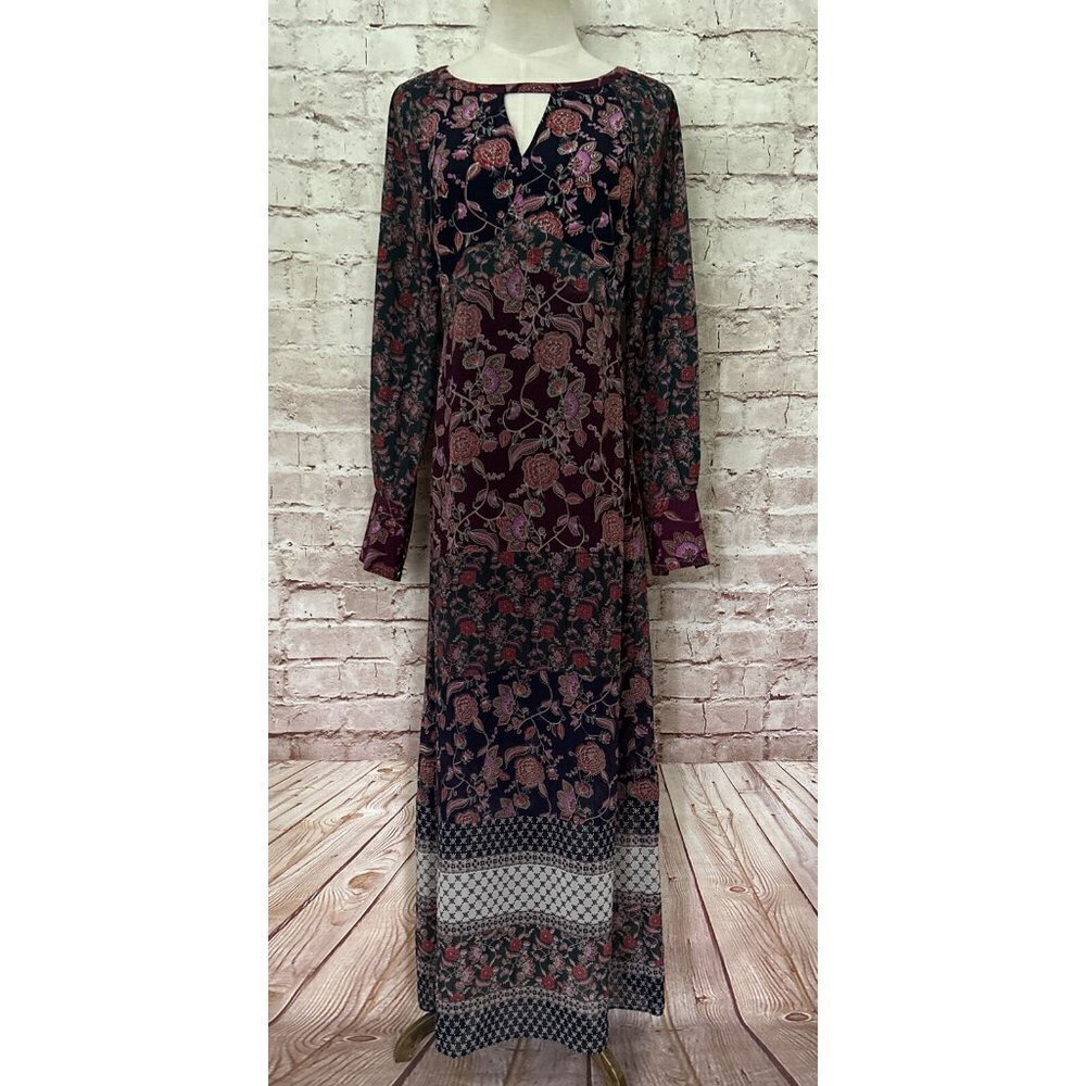 CAbi #3675 Womens XS Festive Dress Retro Flower Maxi Dress Prairie Boho Floral